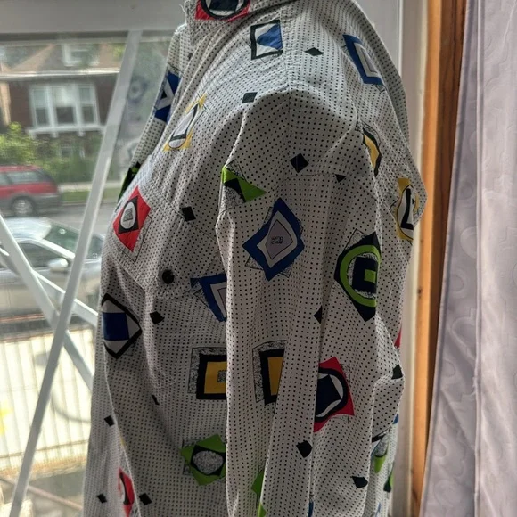 Vtg. Liz Wear long sleeve 100% cotton 80’s 90’s geometric pattern blouse - Picture 5 of 9